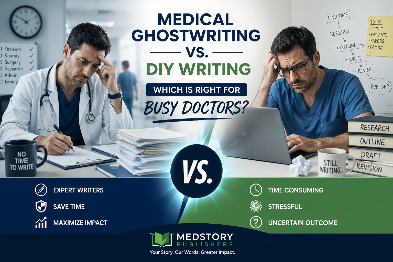 Medical Ghostwriting vs. DIY Writing: Which Is Right for Busy Doctors?